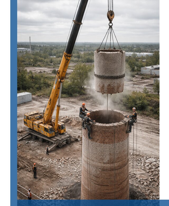 Демонтаж дымовой трубы в Нурлате с гарантиями безопасности