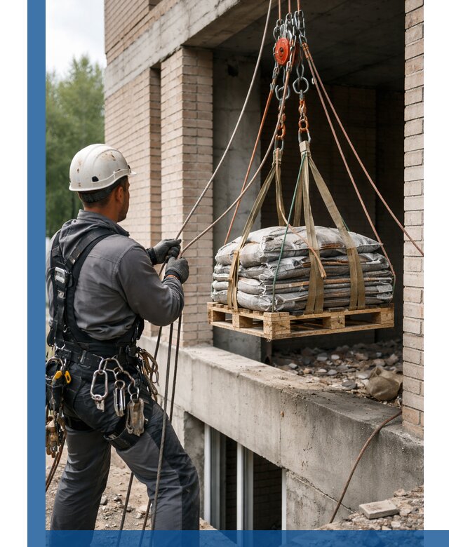 Подъем материалов на этаж веревками в Нурлате оперативно