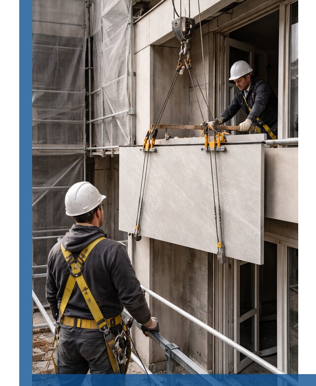 Подъем керамогранита на этаж в Нурлате грузчиками и техникой