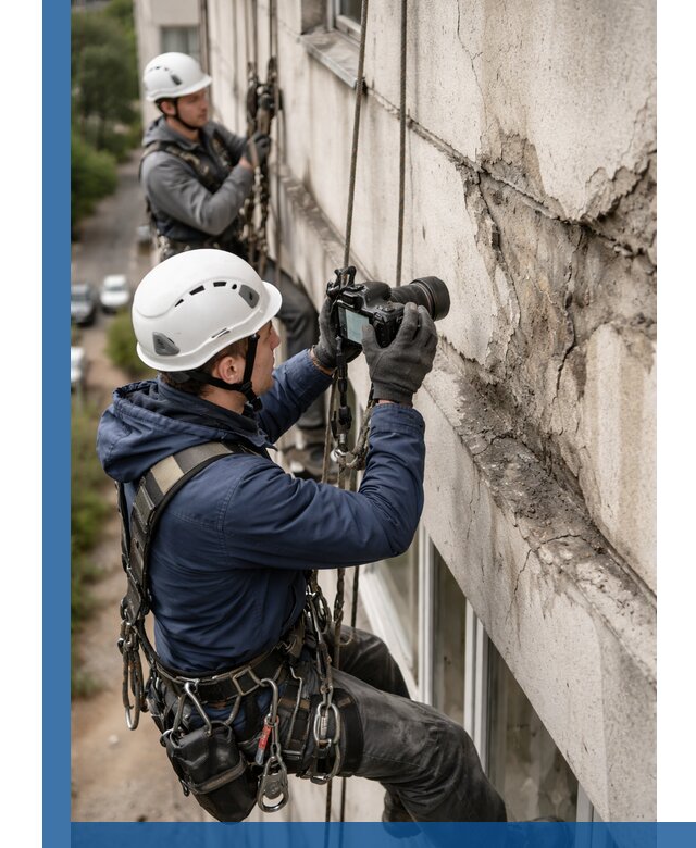 Фотофиксация дефектов фасада с высотной съемкой в Нурлате